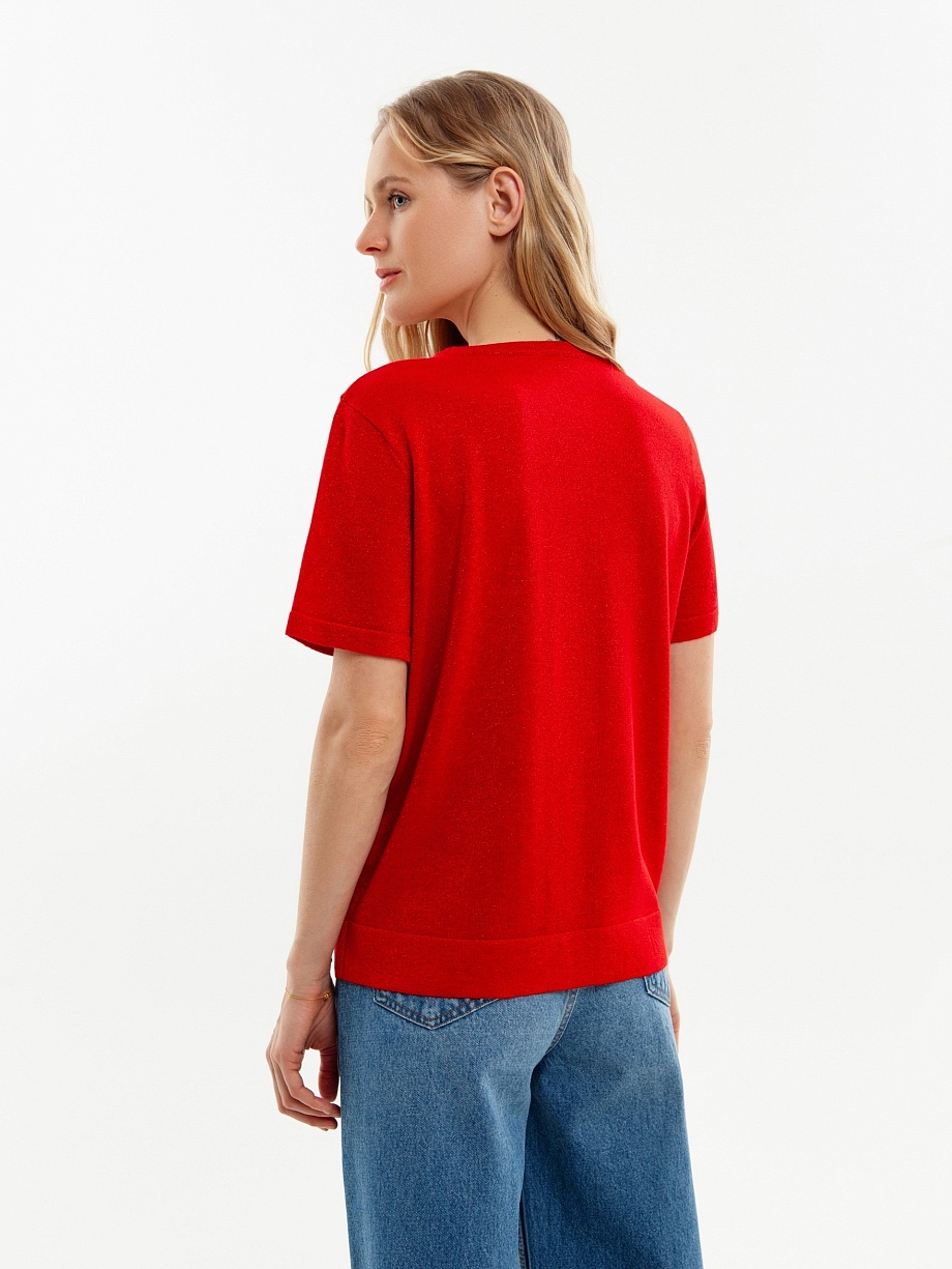 Трикотажный джемпер с коротким рукавом