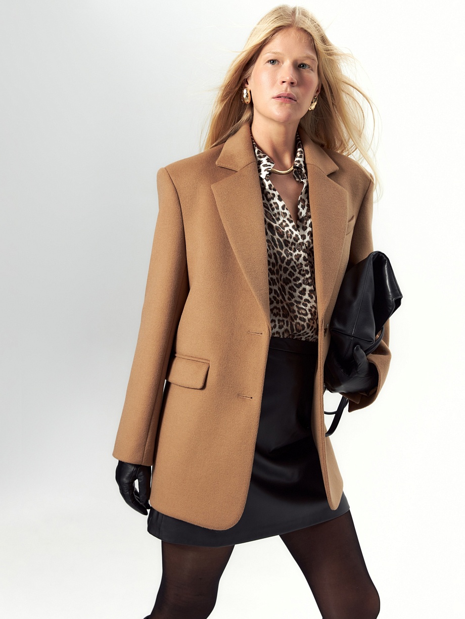 Пальто-жакет из шерсти с мембраной