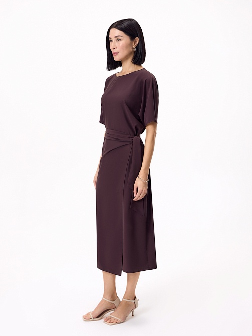 Платье миди из жатого матового атласа