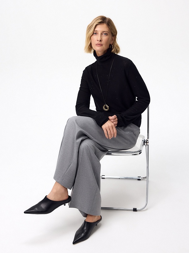 Водолазка из шерсти мериноса с микропайетками