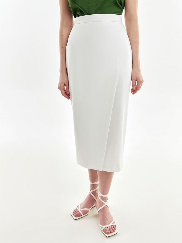 Юбка миди  из костюмной ткани с имитацией запаха
