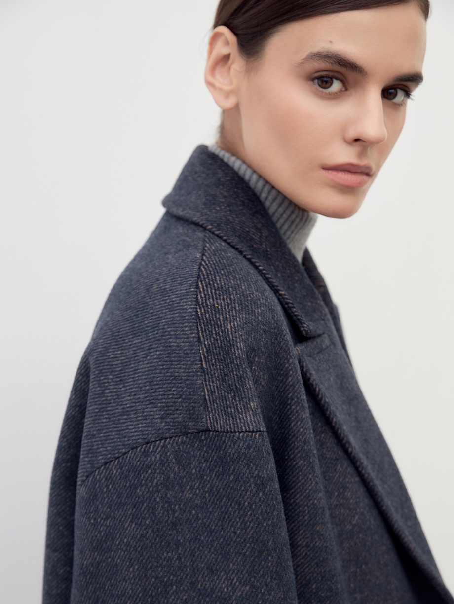 Двубортное шерстяное пальто с мембраной