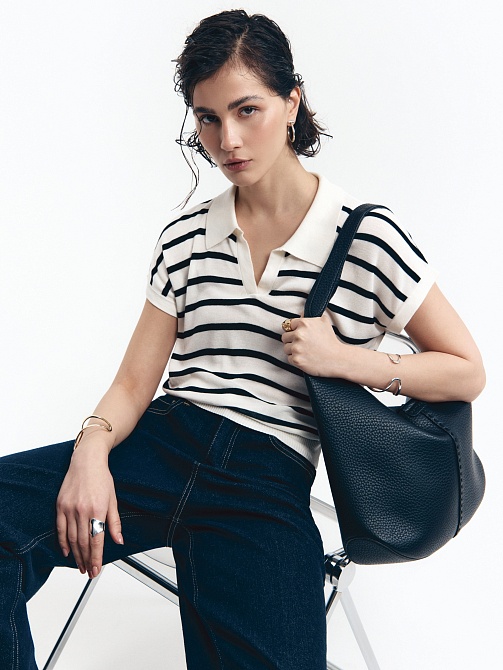 Джемпер-поло из вискозы и шелка