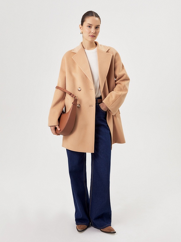 Шерстяное демисезонное полупальто с мембраной