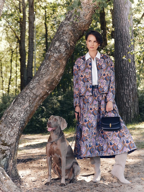 Юбка миди из яркой жаккардовой ткани