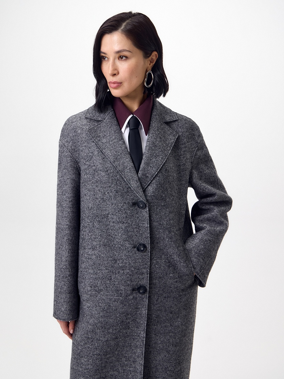 Пальто-кокон из варёной шерсти с мембраной