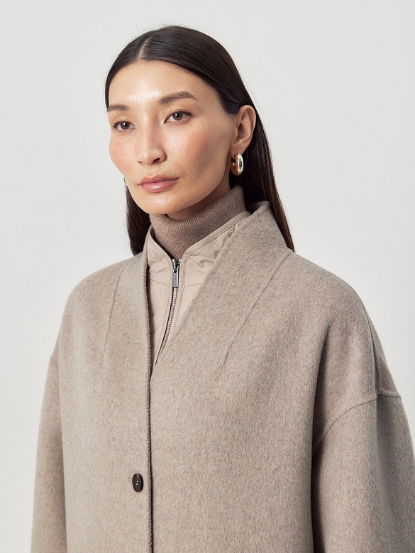 Пальто из премиальной шерсти со стёганым жилетом POMPA арт.1016220p91187