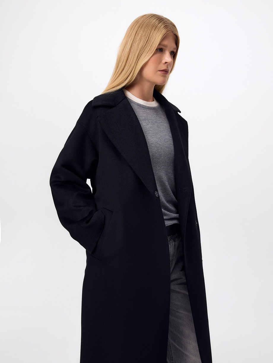 Пальто из 100% шерсти с мембраной, утеплённой спинкой и съёмным капюшоном