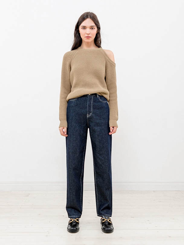 Вязаный джемпер из хлопкого трикотажа