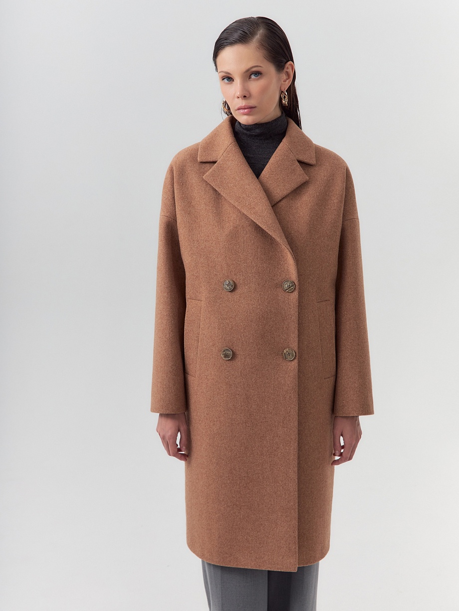 Шерстяное пальто с мембраной и утеплённой спинкой