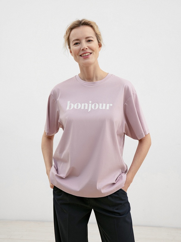 Футболка оверсайз с надписью Bonjour