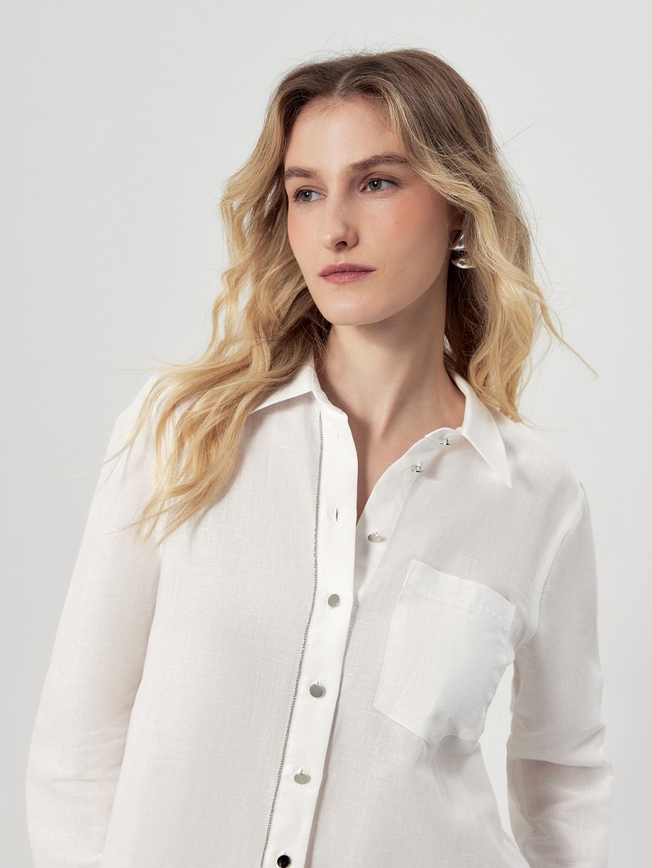 Рубашка из хлопка и льна с цепочкой мониль