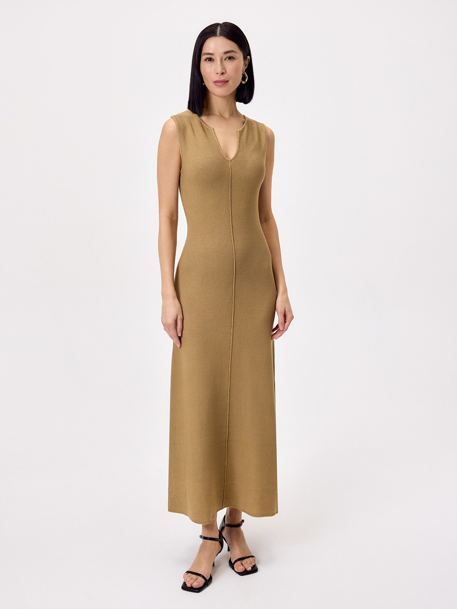 Платье макси из вискозы и льна