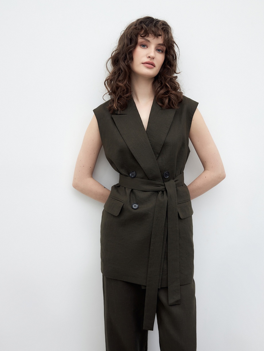 Удлинённый жилет из 100% льна