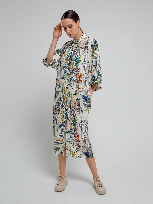 Свободное платье-рубашка из вискозы