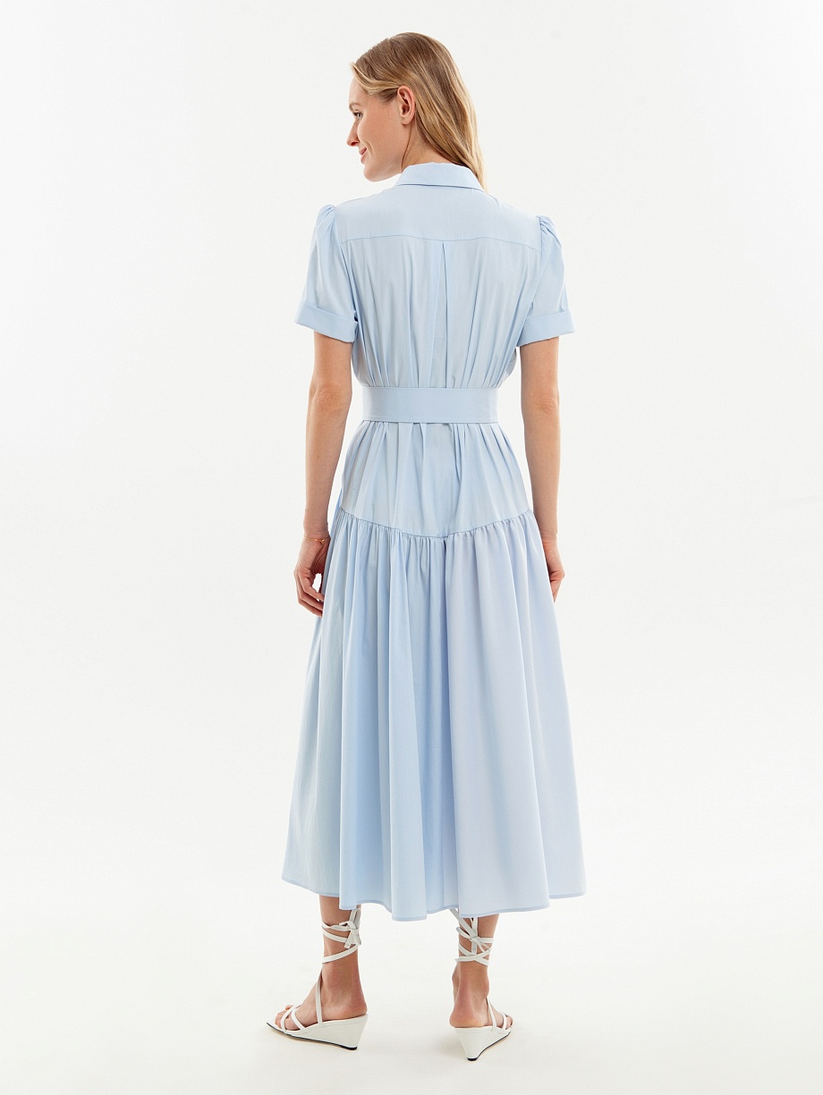 Хлопковое платье-рубашка с поясом