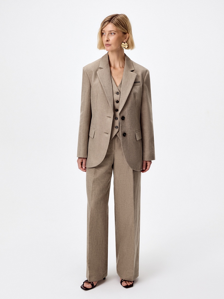 Жакет класический из хлопка и льна