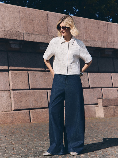 Широкие джинсы из 100% хлопка на эластичном поясе