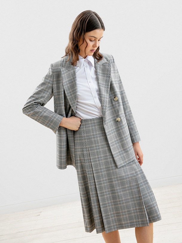 Юбка-трапеция из костюмной ткани в клетку