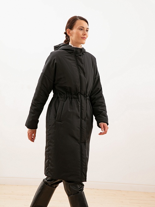 Зимнее пальто с мембраной, утеплителем и капюшоном POMPA