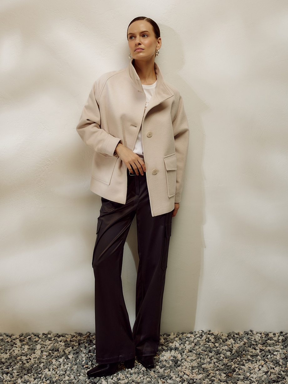 Прямые широкие брюки карго из плотной атласной ткани