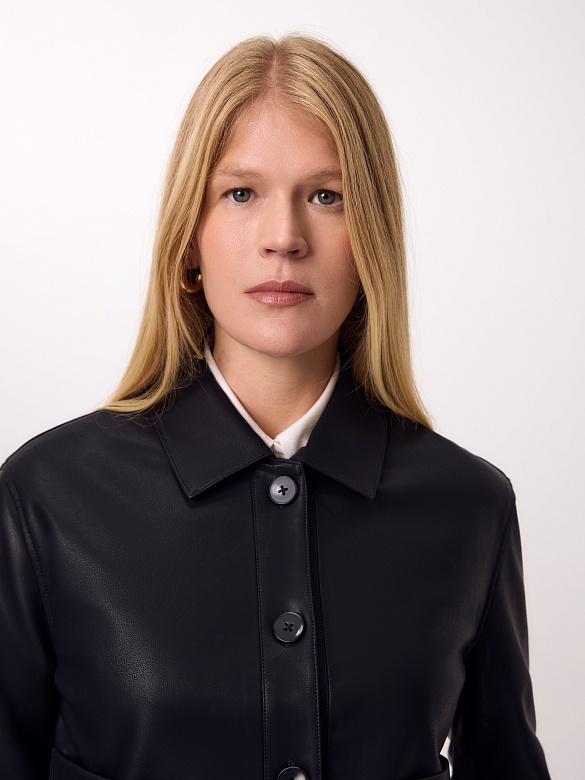 Укороченный жакет из экокожи POMPA арт.3101390pd1299