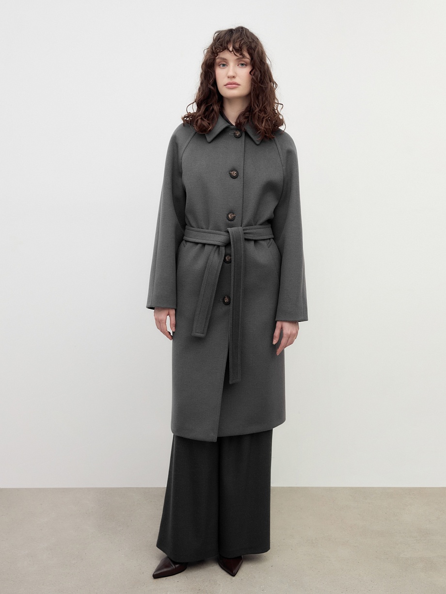 Шерстяное демисезонное пальто с мембраной