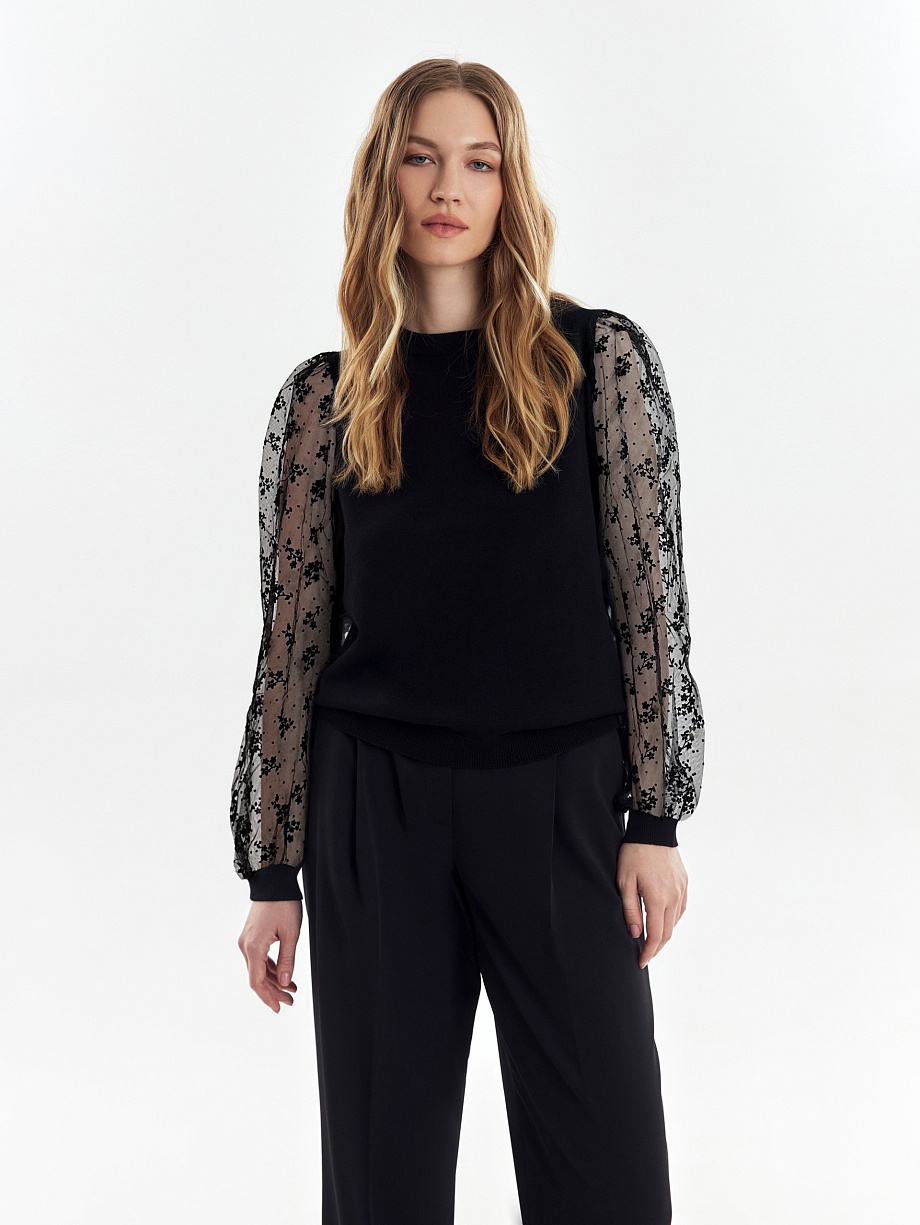 Вязаный джемпер из комбинированной ткани