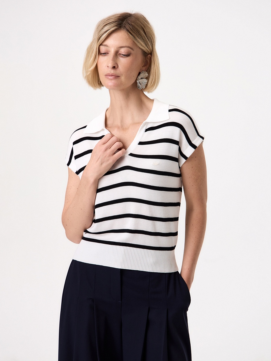 Джемпер-поло из вискозы и шелка