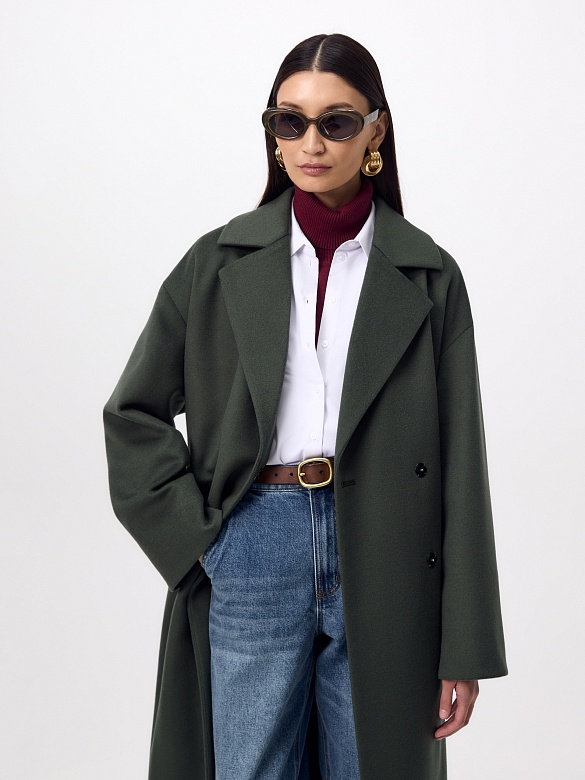 Пальто из шерсти с мембраной, утеплённой спинкой и съёмным капюшоном POMPA арт.1015545p90841