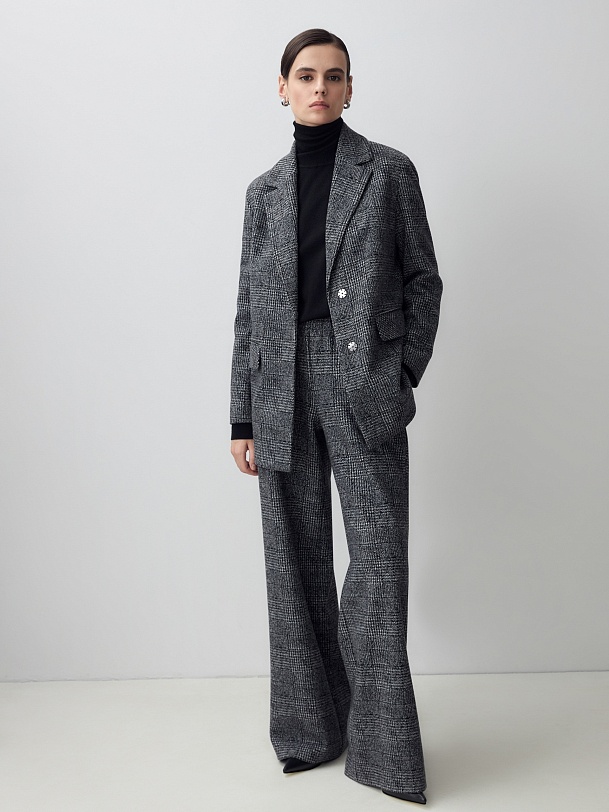 Жакет из мягкого трикотажа в принте "гусиная лапка"