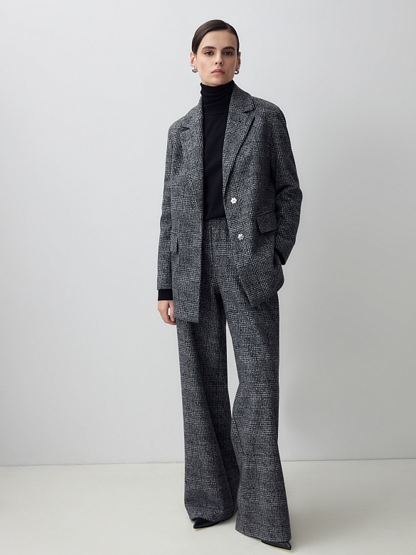 Жакет из мягкого трикотажа в принте "гусиная лапка" POMPA арт.1391120ge0398