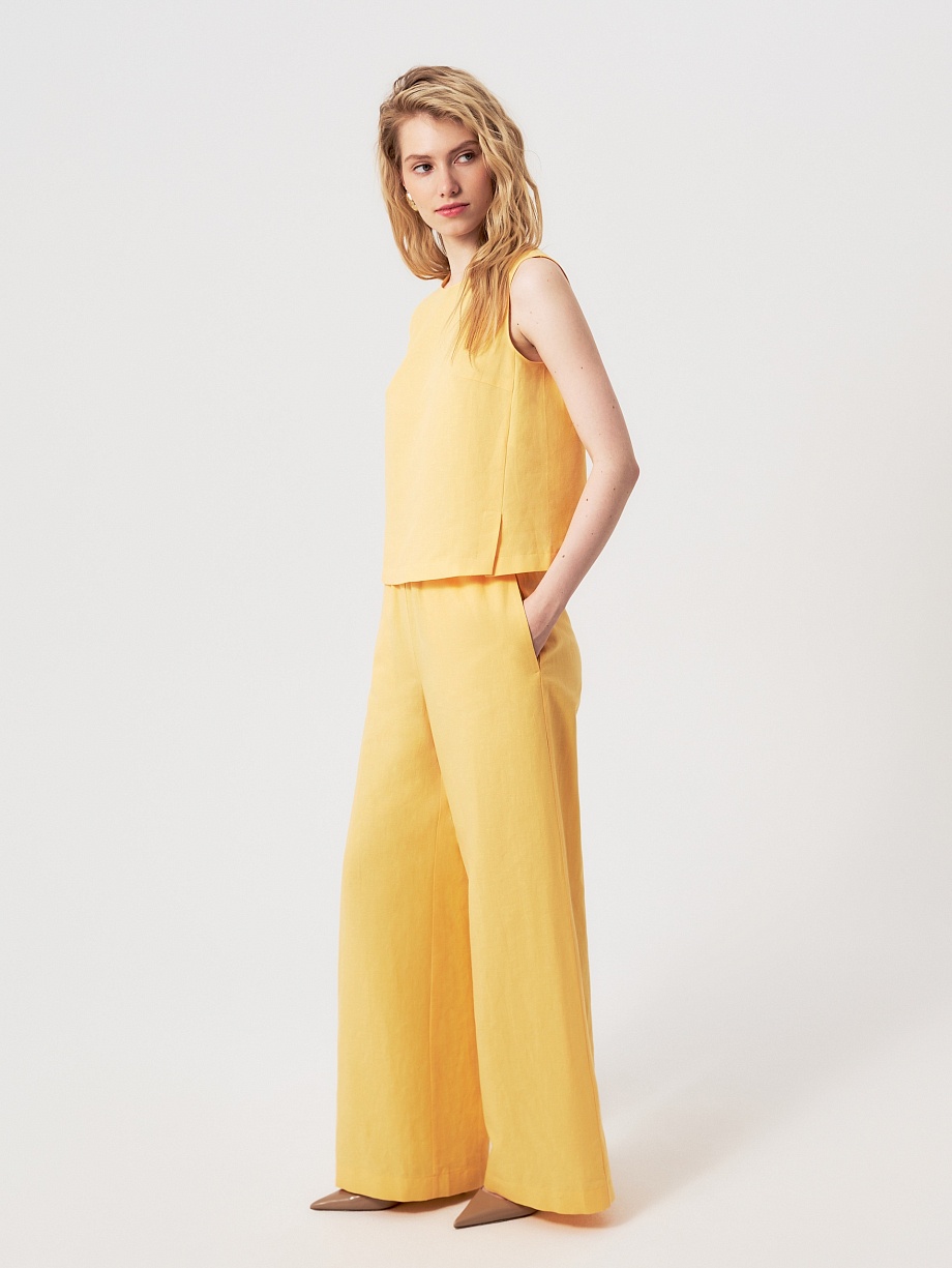 Летние брюки из хлопка и льна