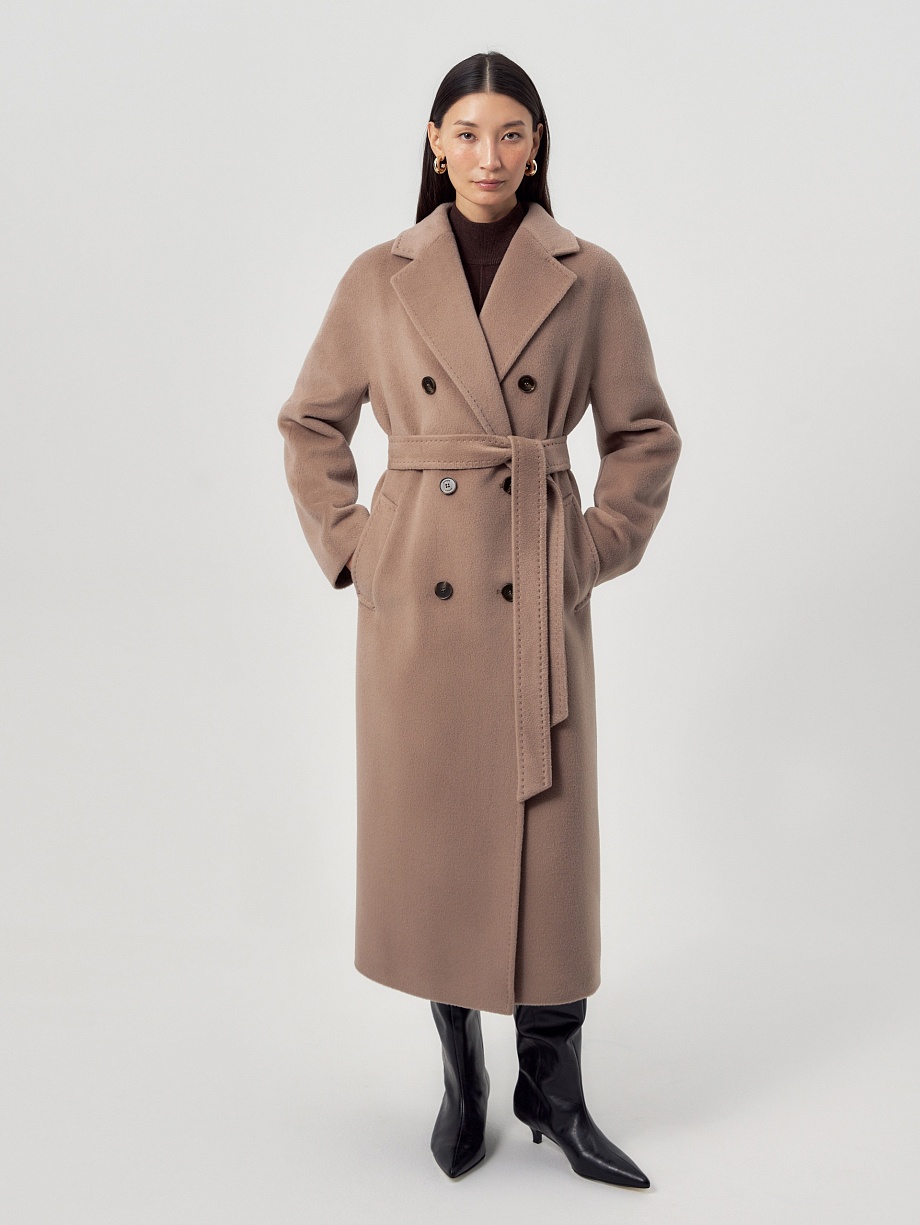 Пальто из шерсти и шелка с мембраной и утеплённой спинкой