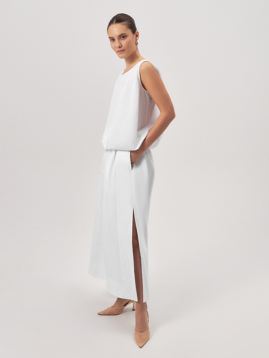 Летняя юбка из 100% хлопка с разрезом