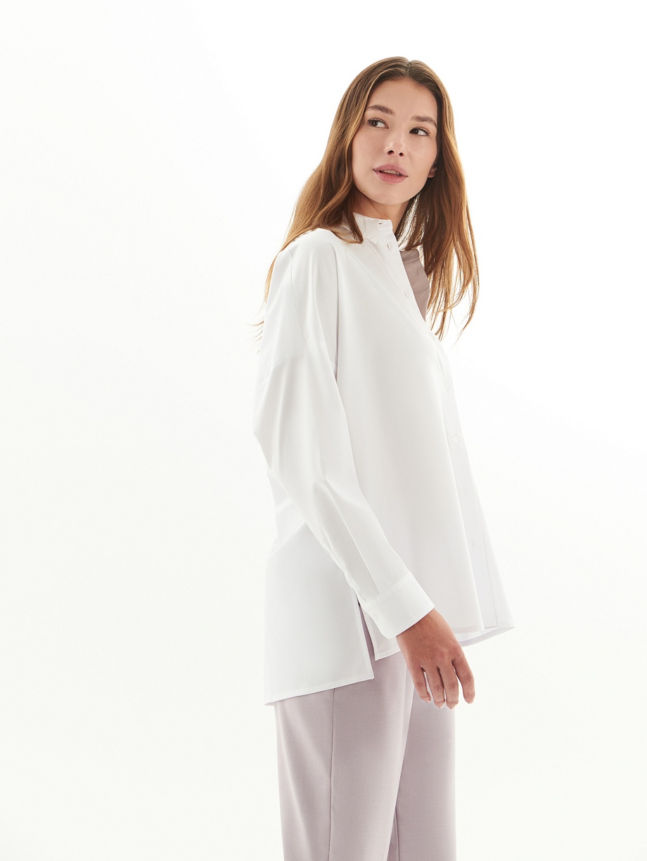 Хлопковая рубашка с декоративными пуговицами на спине