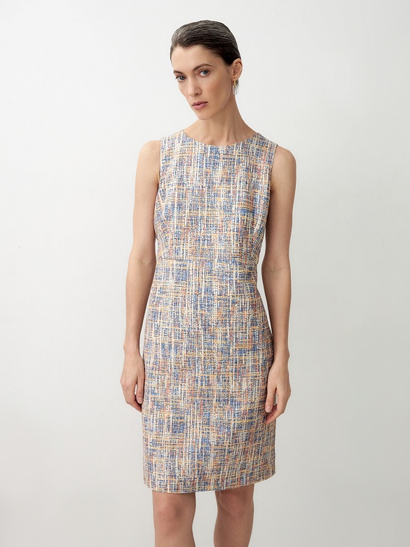 Полуприлегающее платье без рукавов из фактурной ткани POMPA арт.3137980mb0190