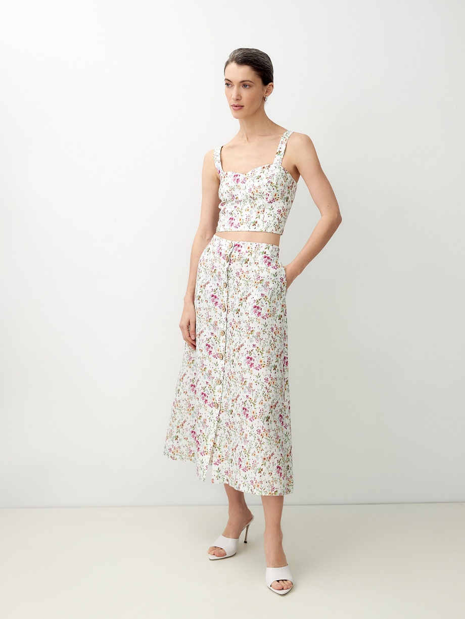 Топ из хлопка и льна на лямках