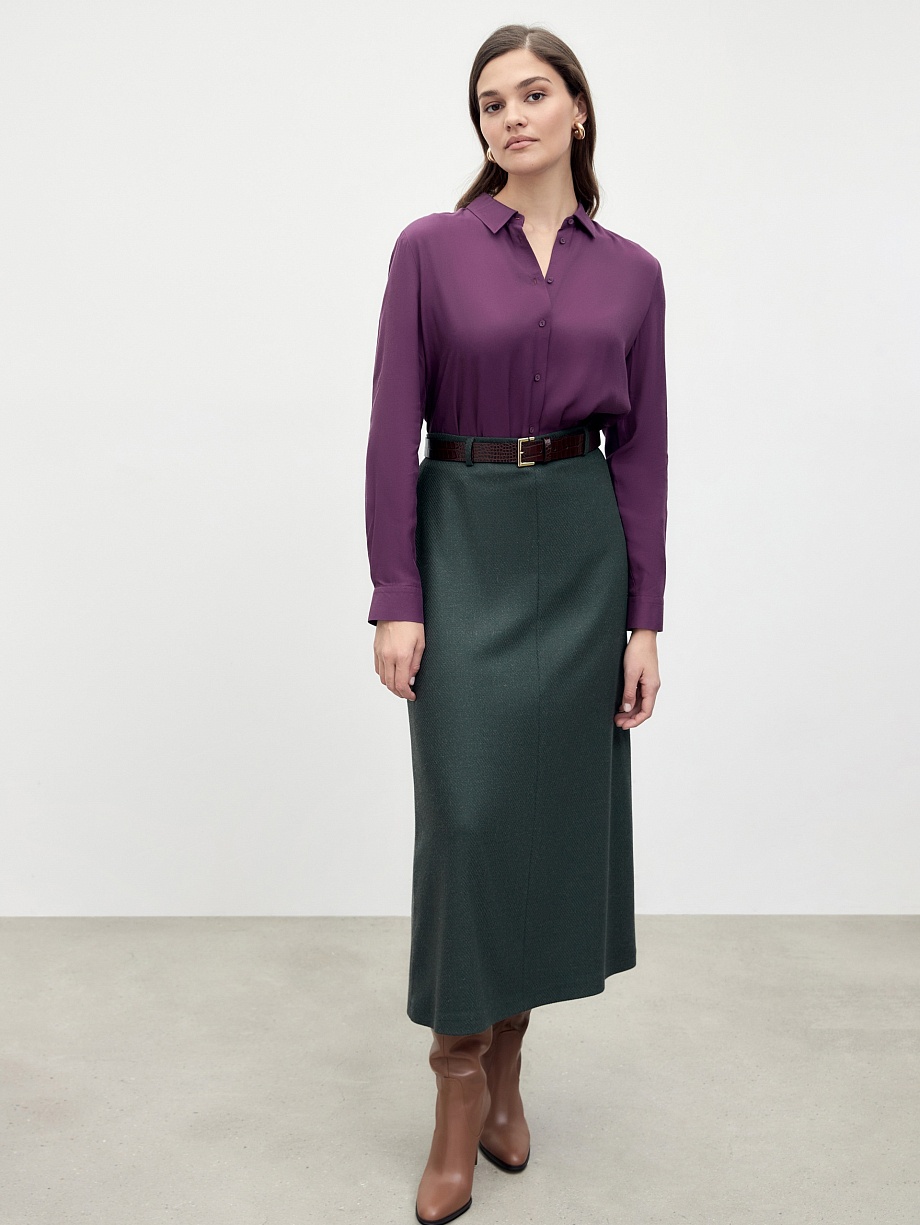Юбка трапеция из костюмной ткани