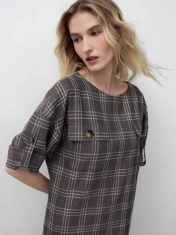 Платье из фактурной костюмной ткани в клетку