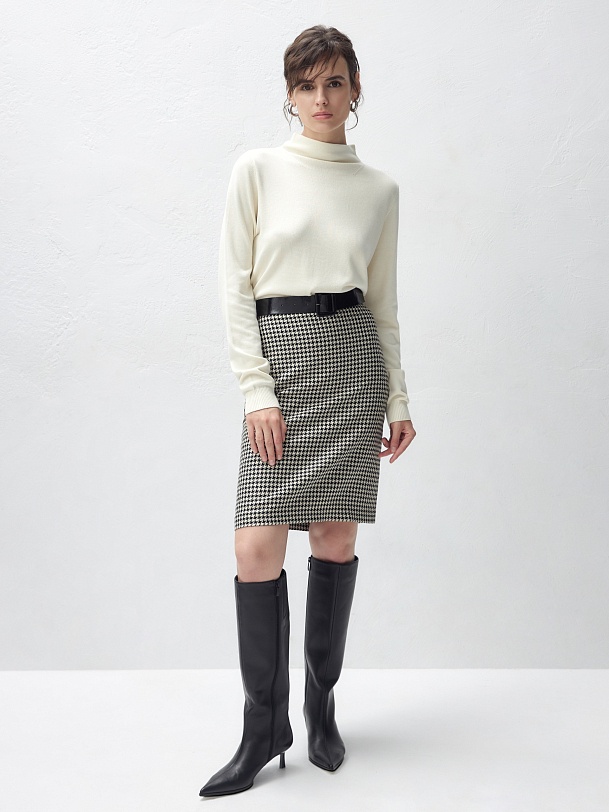 Юбка из костюмной ткани в принте "гусиная лапка"