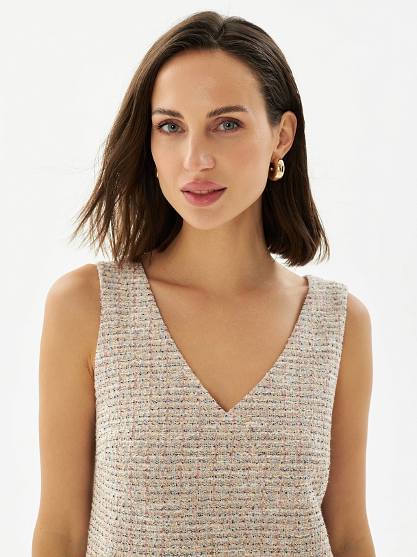 Топ женский без рукавов из фактурной костюмной ткани