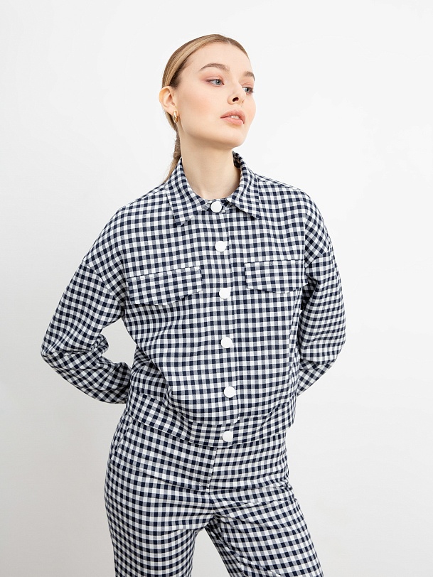 Жакет женский укороченный в клетку виши