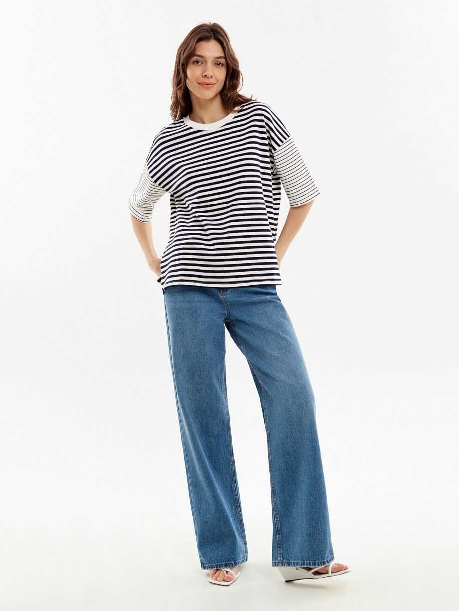 Свободная хлопковая футболка в полоску