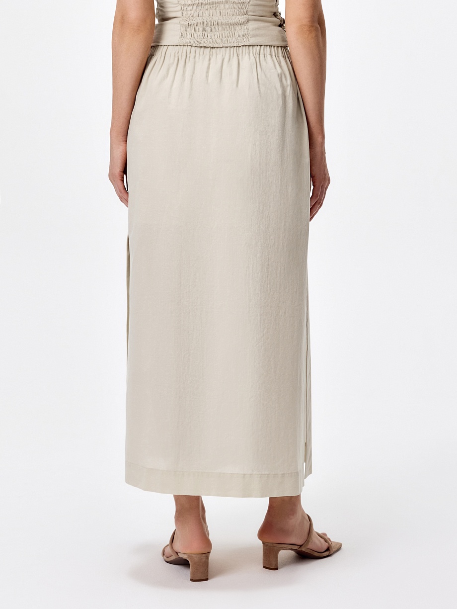 Летняя юбка макси из 100% хлопка с разрезами
