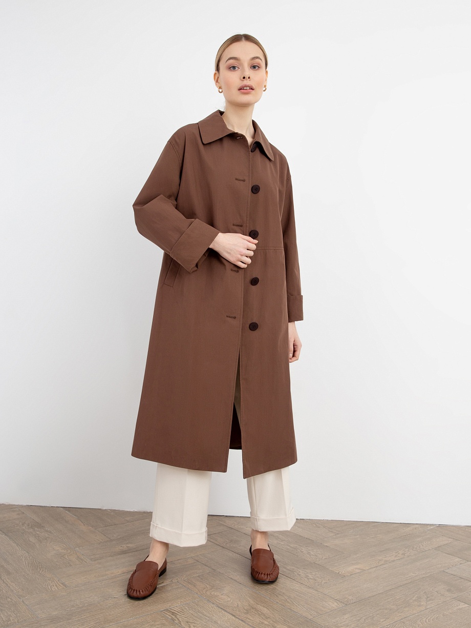 Плащ силуэта трапеция с поясом