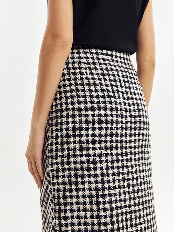 Юбка-миди с имитацией запаха из твидовой ткани