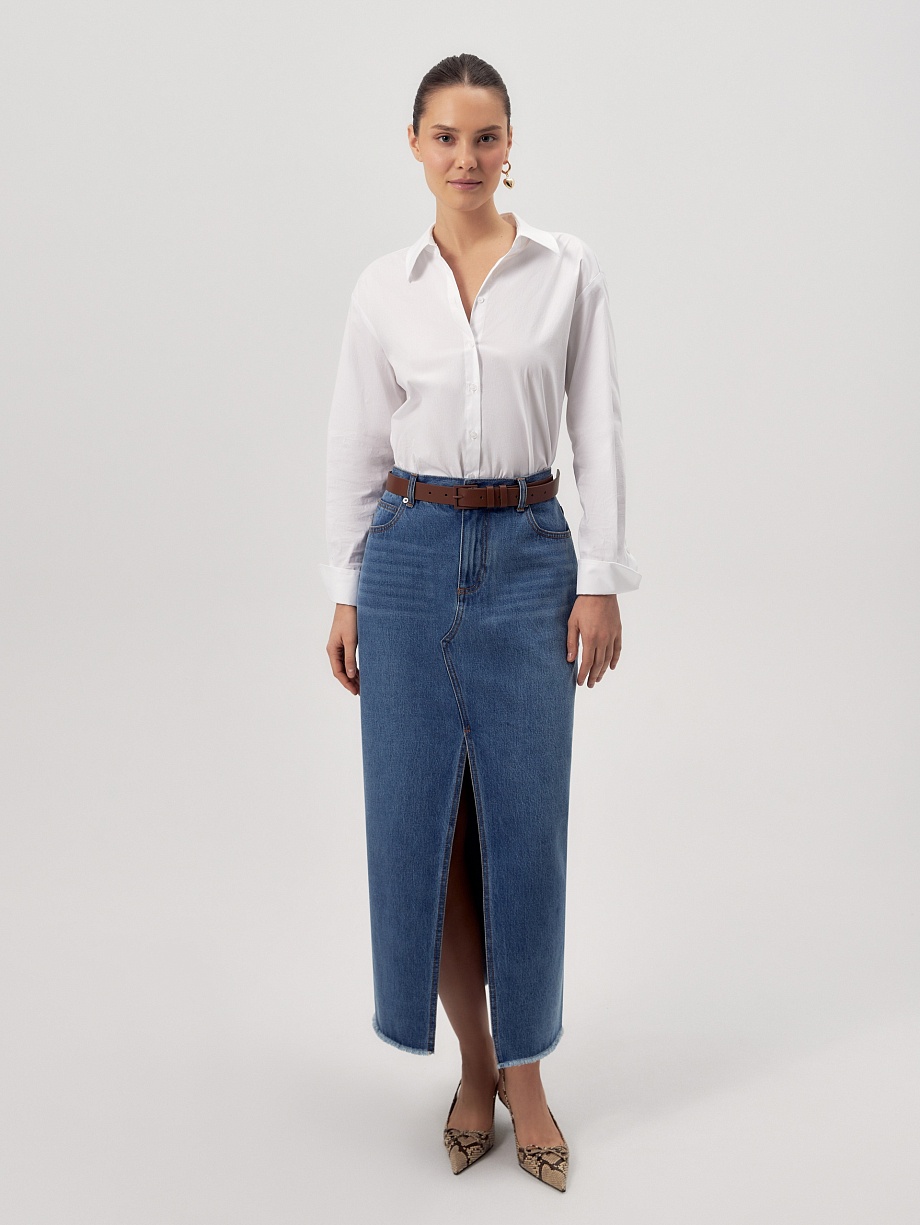 Прямая джинсовая юбка из 100% хлопка