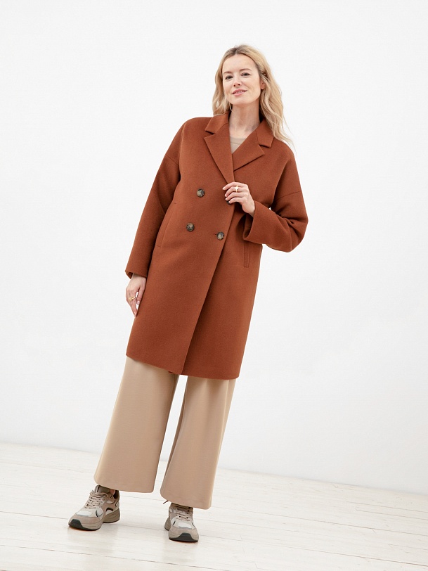 Шерстяное пальто двубортное с мембраной