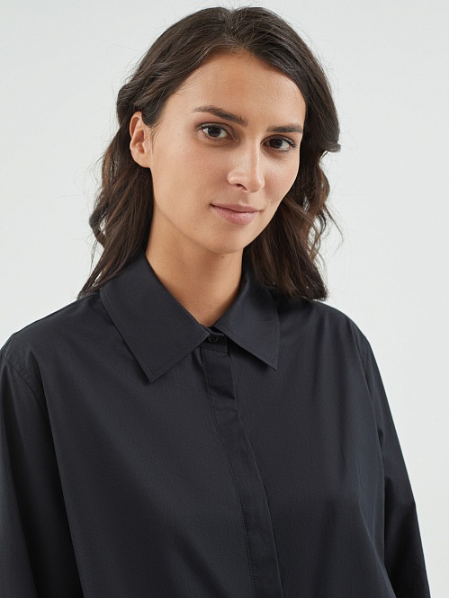 Свободная блуза из хлопка с удлинённой спинкой POMPA